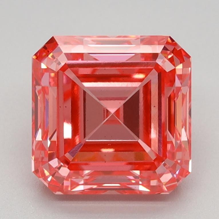 2.00 Ct. Fancy Vivid Pink Asscher Lab Grown Diamond