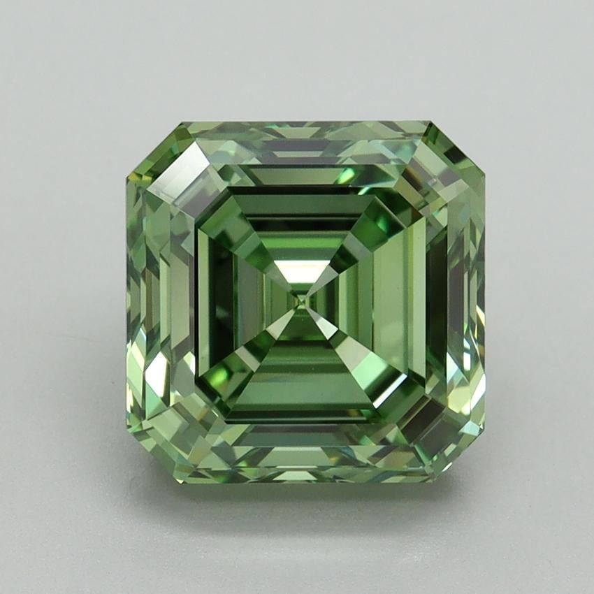 4.09 Ct. Fancy Vivid Green Asscher Lab Grown Diamond