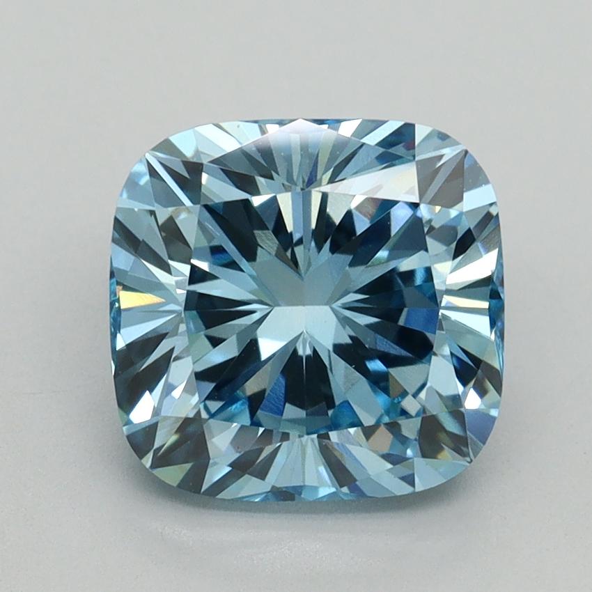 3.01 Ct. Fancy Vivid Blue Cushion Lab Grown Diamond