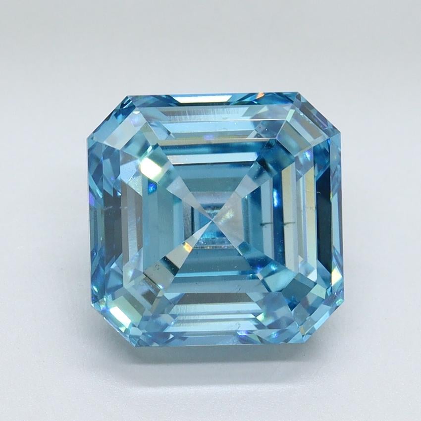 4.46 Ct. Fancy Vivid Malibu Blue Asscher Lab Grown Diamond