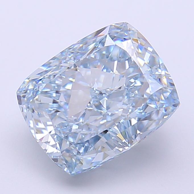 3.54 Ct. Fancy Vivid  Blue Cushion Lab Grown Diamond