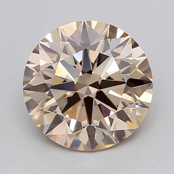 3.04 Ct. Light  Brown Round Lab Grown Diamond