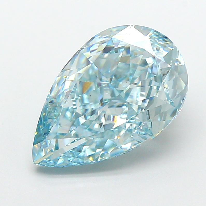 3.53 Ct. Fancy Intense Greenish Blue Pear Lab Grown Diamond
