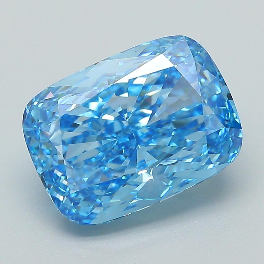 4.06 Ct. Fancy Vivid Blue Cushion Lab Grown Diamond