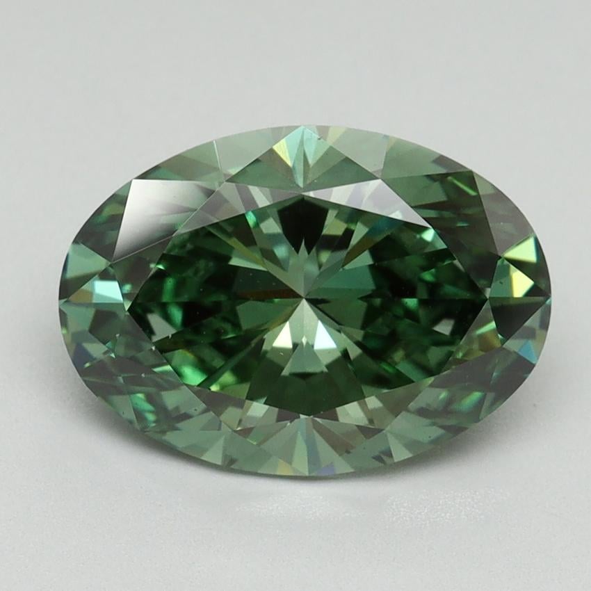 3.11 Ct. Fancy Vivid Green Oval Lab Grown Diamond