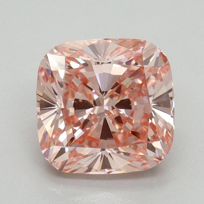 3.04 Ct. Fancy Vivid Pink Cushion Lab Grown Diamond