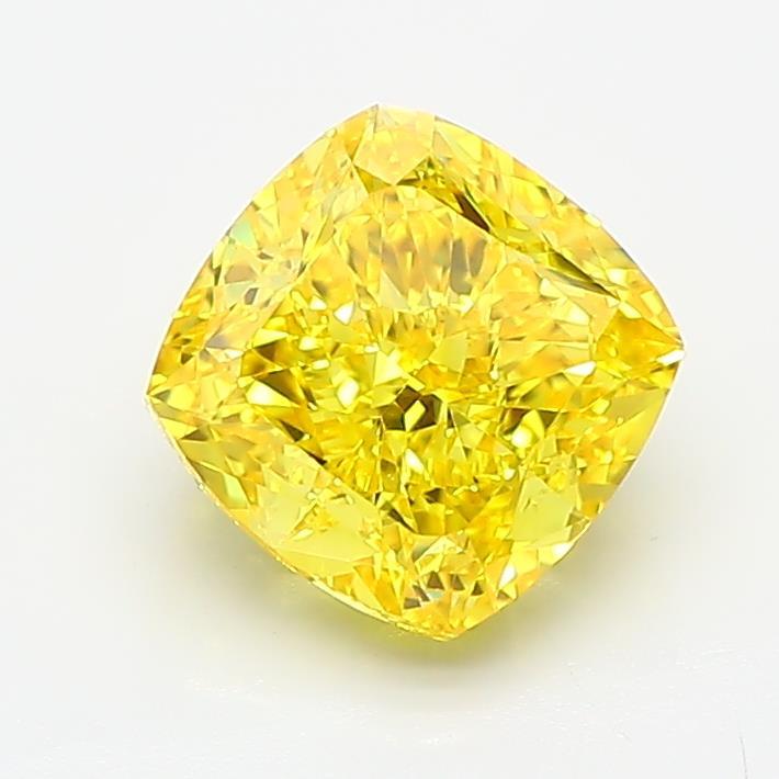 2.20 Ct. Fancy Vivid Yellow Cushion Lab Grown Diamond
