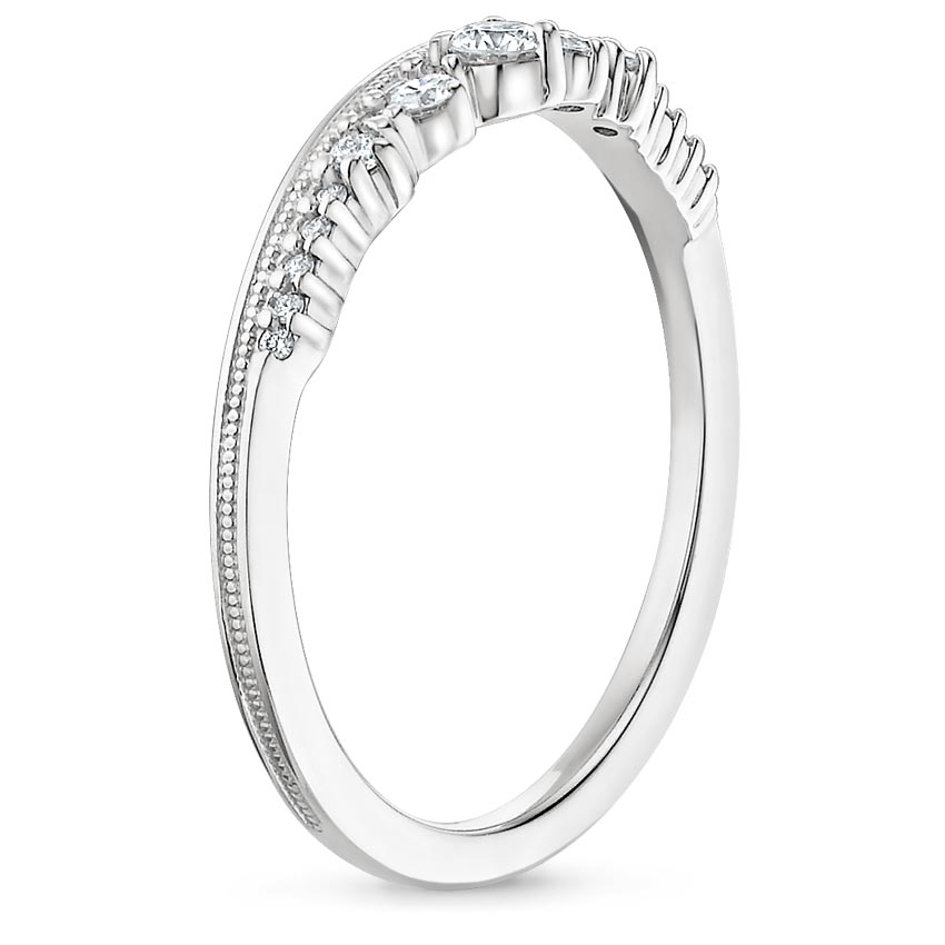 18K White Gold Crown Diamond Ring, large side view
