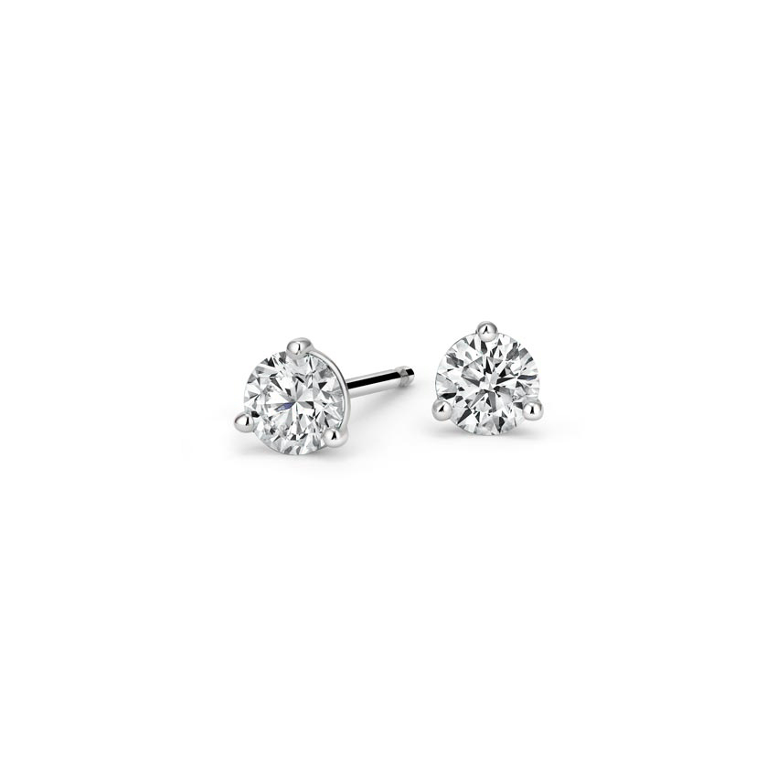 Three-Prong Martini Round Diamond Stud Earrings (1/2 ct. tw.) in Platinum