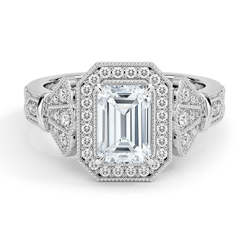 Custom Art Deco-Inspired Halo Diamond Ring