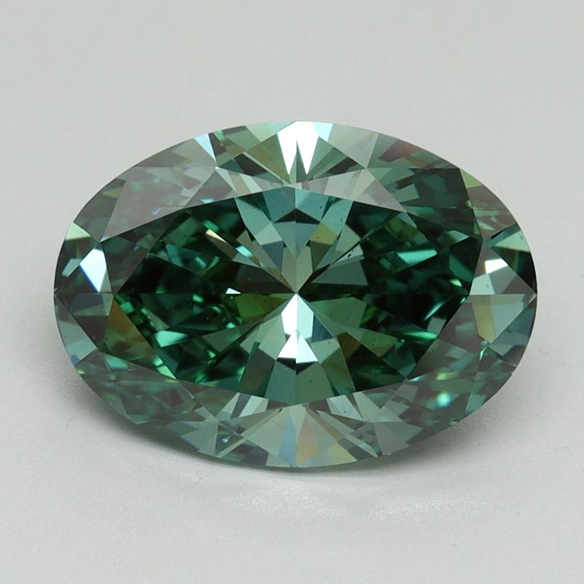 3.04 Ct. Fancy Vivid Green Oval Lab Grown Diamond