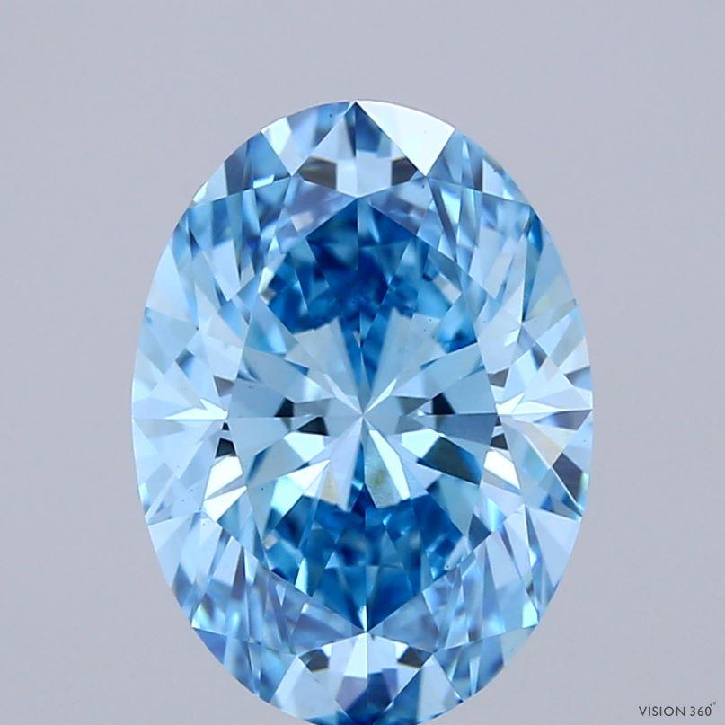 2.84 Ct. Fancy Vivid Blue Oval Lab Grown Diamond