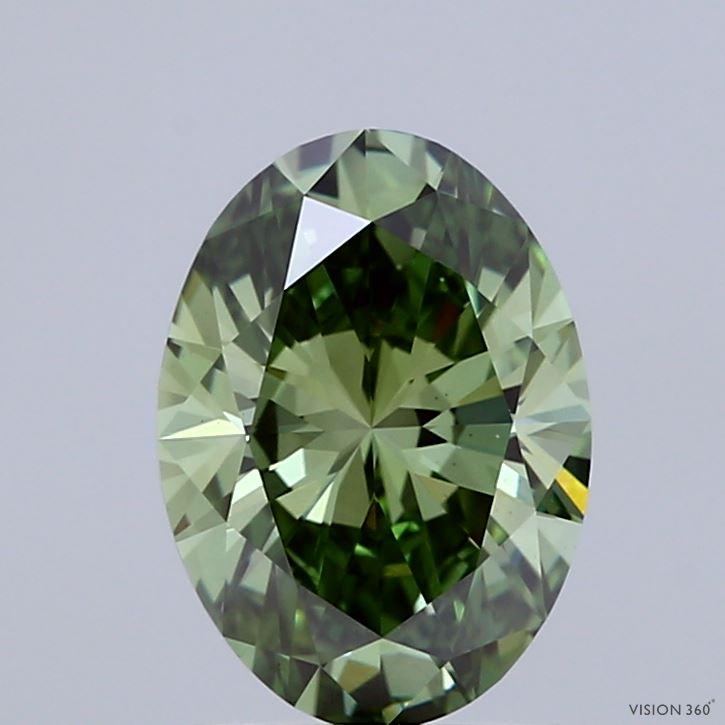 1.71 Ct. Fancy Vivid Green Oval Lab Grown Diamond