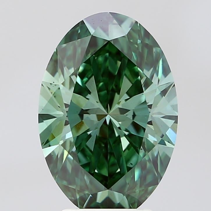 3.47 Ct. Fancy Vivid Green Oval Lab Grown Diamond