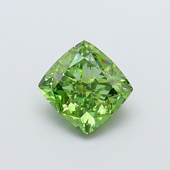 1.34 Ct. Fancy Vivid Green Cushion Lab Grown Diamond