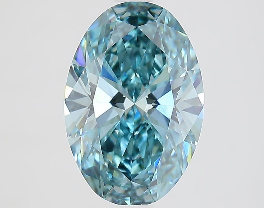 2.04 Ct. Fancy Intense Bluish Green Oval Lab Grown Diamond