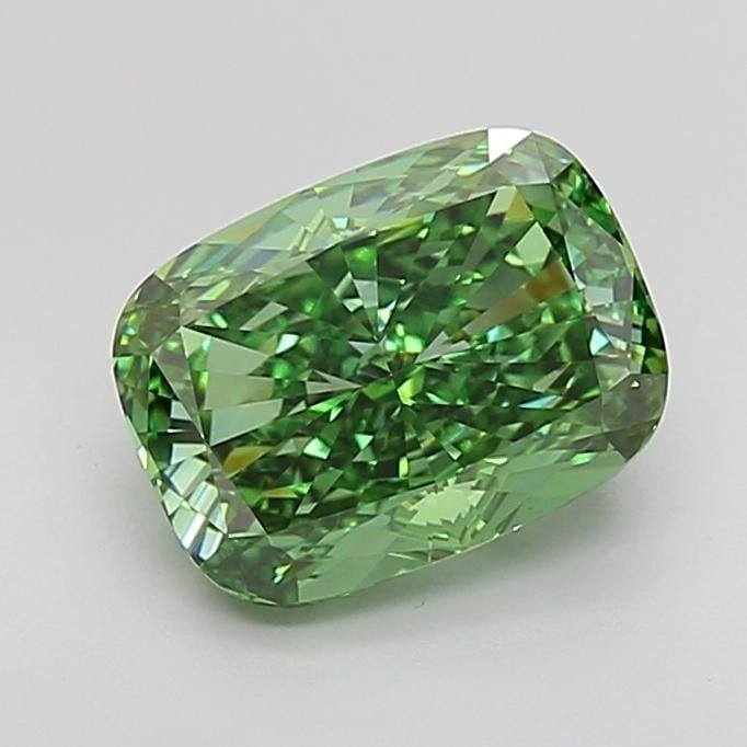 4.00 Ct. Fancy Vivid Green Cushion Lab Grown Diamond