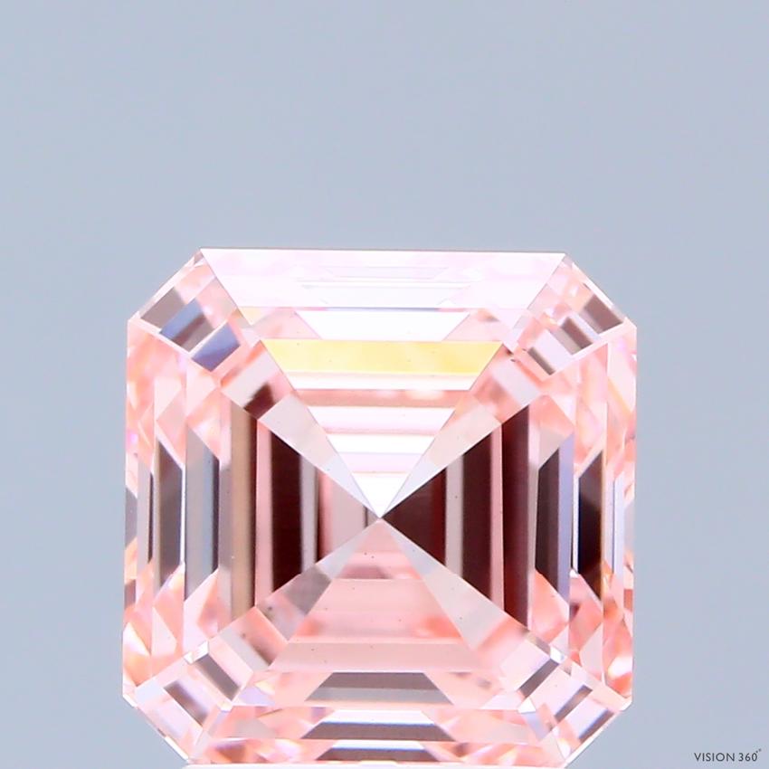 3.09 Ct. Fancy Intense Pink Asscher Lab Grown Diamond