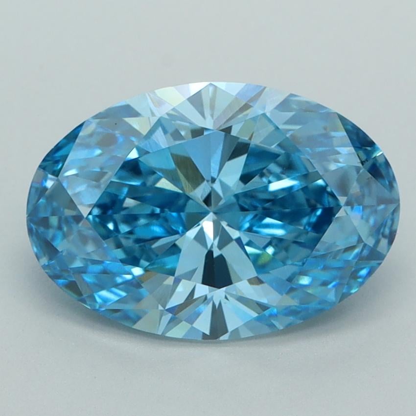 3.12 Ct. Fancy Vivid  Blue Oval Lab Grown Diamond