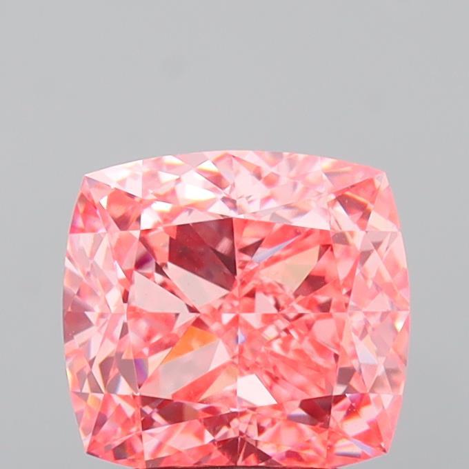 3.00 Ct. Fancy Vivid  Pink Cushion Lab Grown Diamond