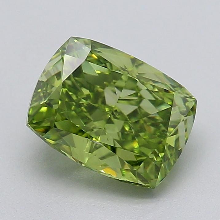 2.03 Ct. Fancy Vivid  Green Cushion Lab Grown Diamond