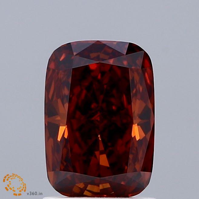 1.46 Ct. Fancy Deep  Orange Cushion Lab Grown Diamond