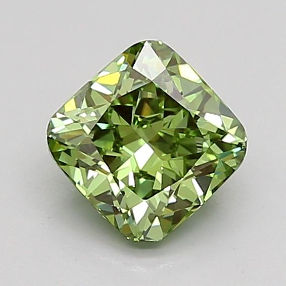 1.04 Ct. Fancy Vivid Green Cushion Lab Grown Diamond