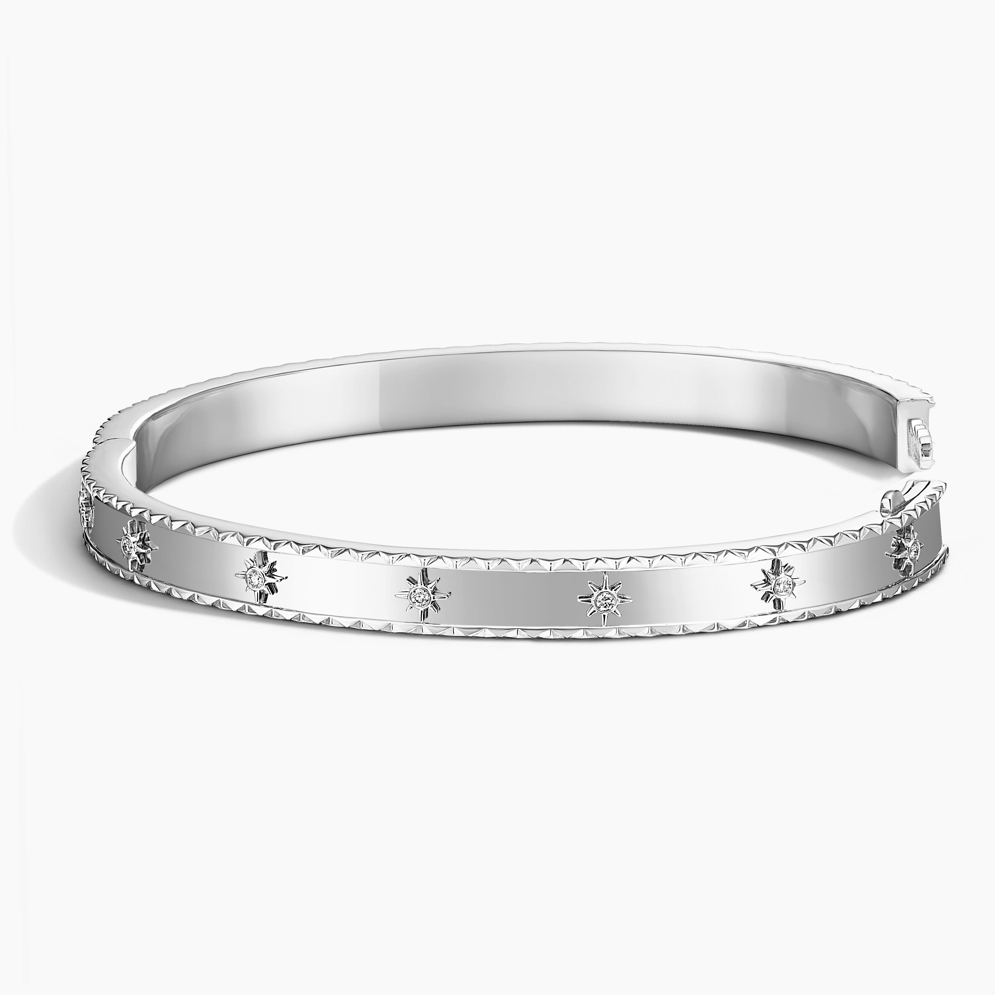 14K White Gold Sol Starburst Diamond 6.5 in. Bracelet