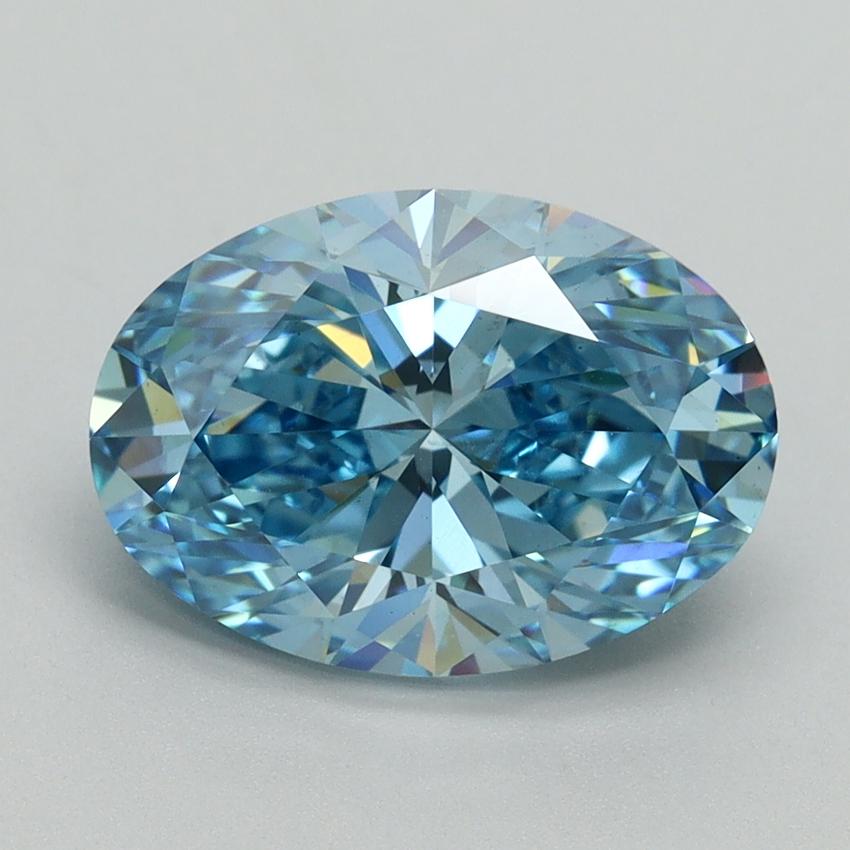 3.10 Ct. Fancy Vivid Blue Oval Lab Grown Diamond