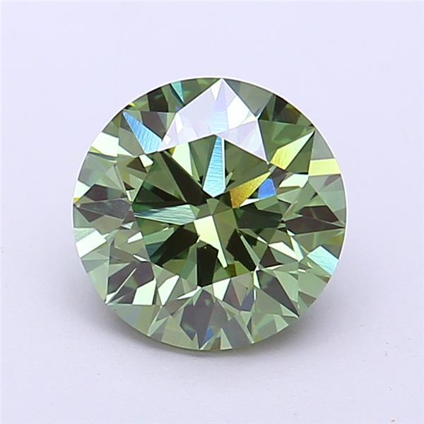 2.02 Ct. Fancy Vivid  Green Round Lab Grown Diamond