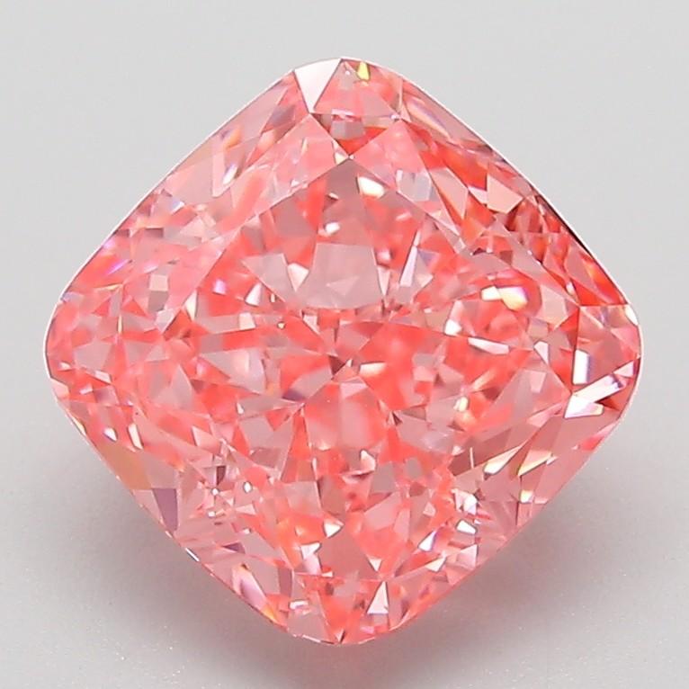 3.02 Ct. Fancy Vivid Pink Cushion Lab Grown Diamond