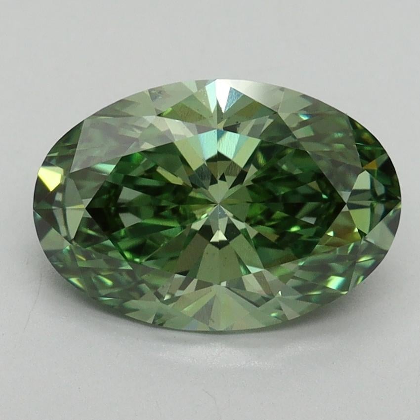 2.18 Ct. Fancy Vivid Green Oval Lab Grown Diamond