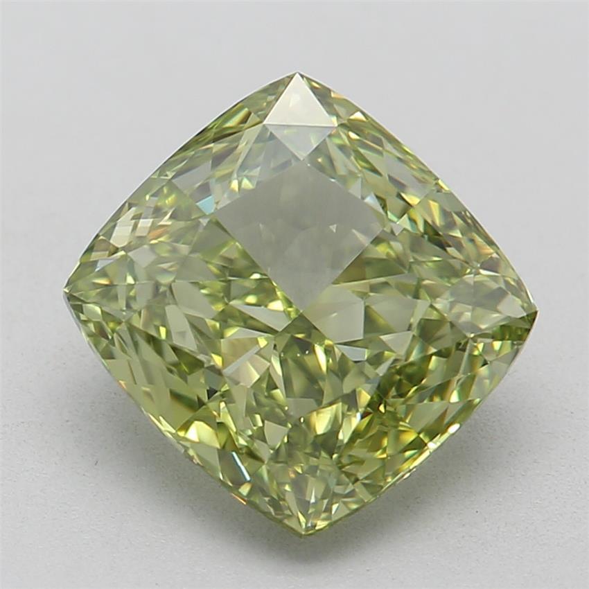 2.02 Ct. Fancy Vivid Green Cushion Lab Grown Diamond