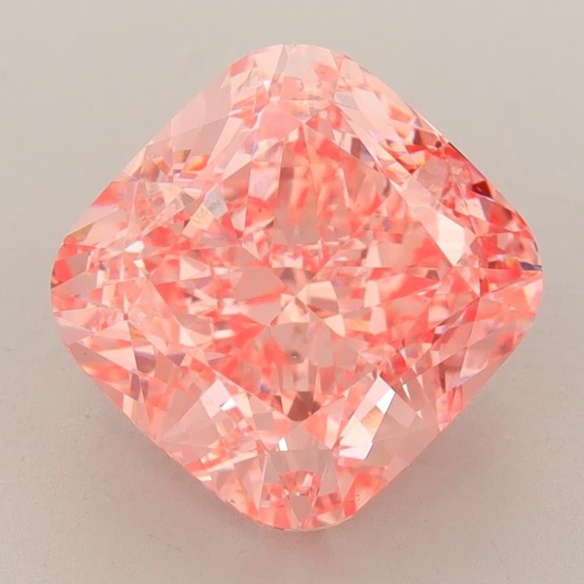 4.02 Ct. Fancy Vivid  Pink Cushion Lab Grown Diamond