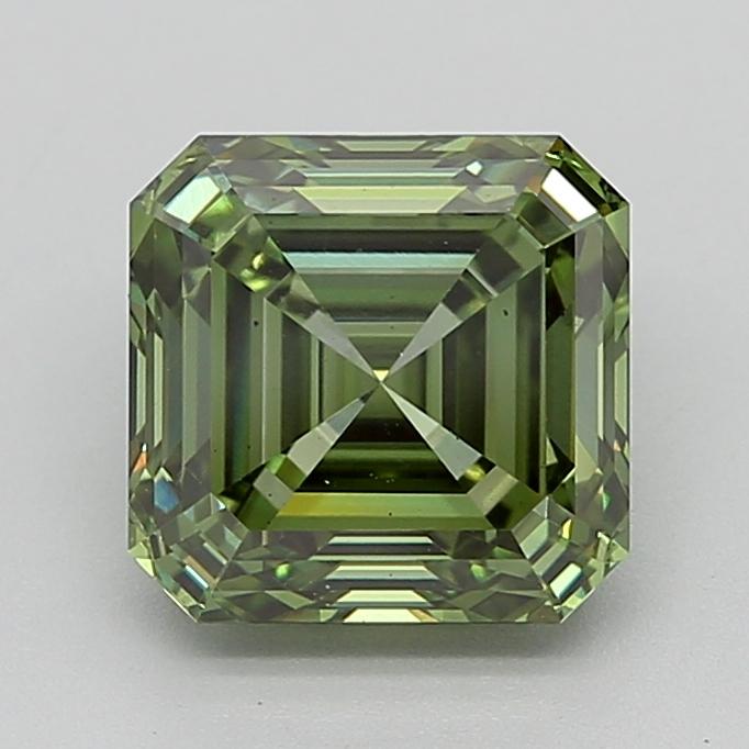 3.58 Ct. Fancy Vivid  Green Asscher Lab Grown Diamond