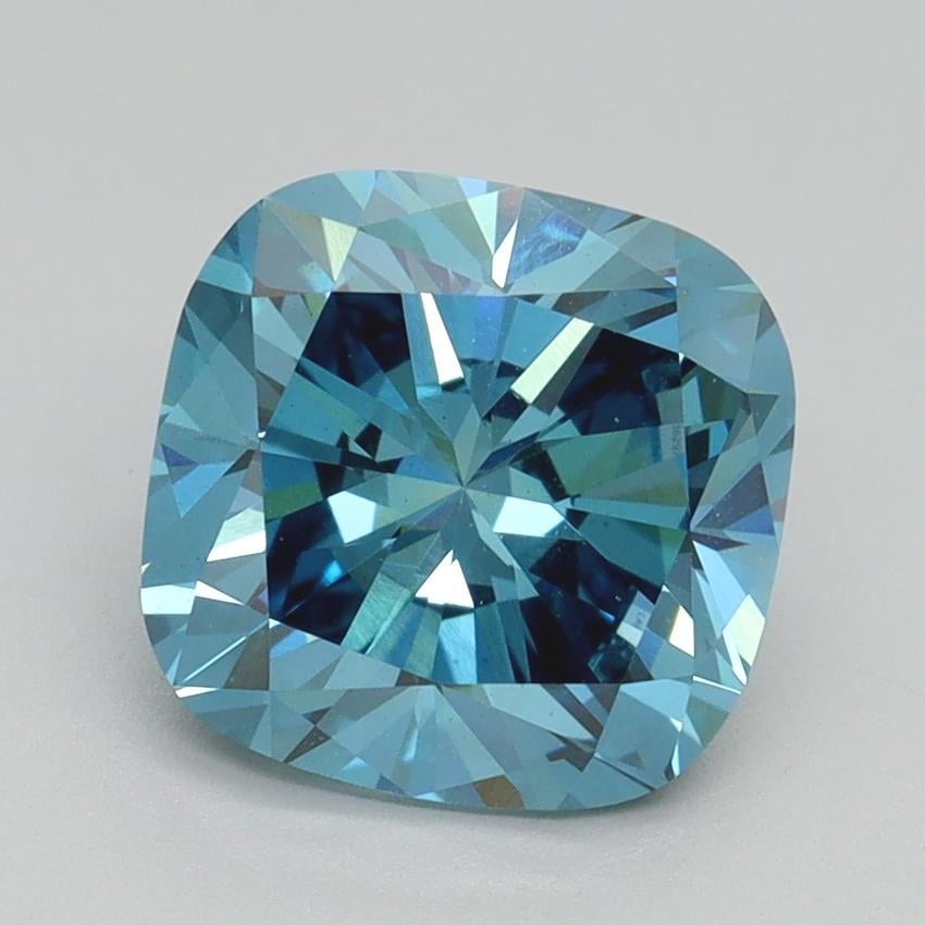 2.63 Ct. Fancy Vivid Blue Cushion Lab Grown Diamond