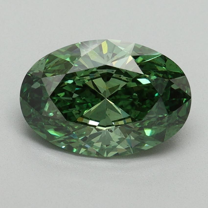 2.00 Ct. Fancy Vivid Green Oval Lab Grown Diamond