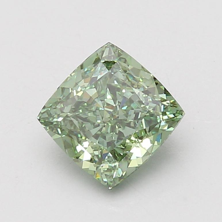 2.11 Ct. Fancy Vivid Green Cushion Lab Grown Diamond