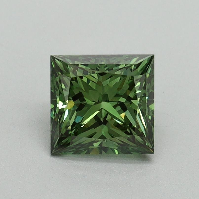 0.95 Ct. Fancy Vivid Green Princess Lab Grown Diamond