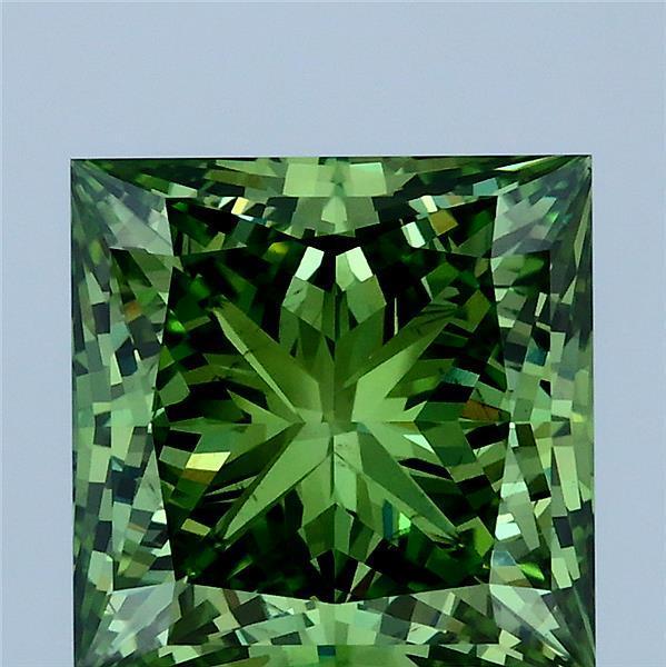 4.08 Ct. Fancy Vivid Green Princess Lab Grown Diamond