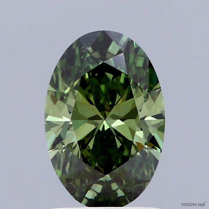 1.53 Ct. Fancy Vivid Green Oval Lab Grown Diamond