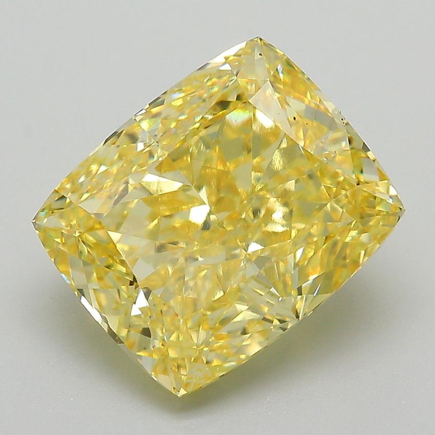 6.20 Ct. Fancy Vivid Yellow Cushion Lab Grown Diamond