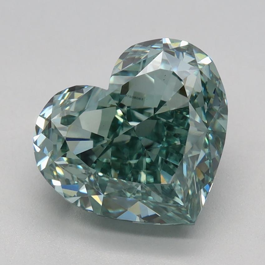 3.04 Ct. Fancy Vivid Green Heart Lab Grown Diamond