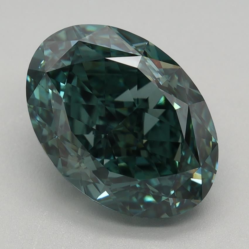 2.77 Ct. Fancy Vivid Green Oval Lab Grown Diamond