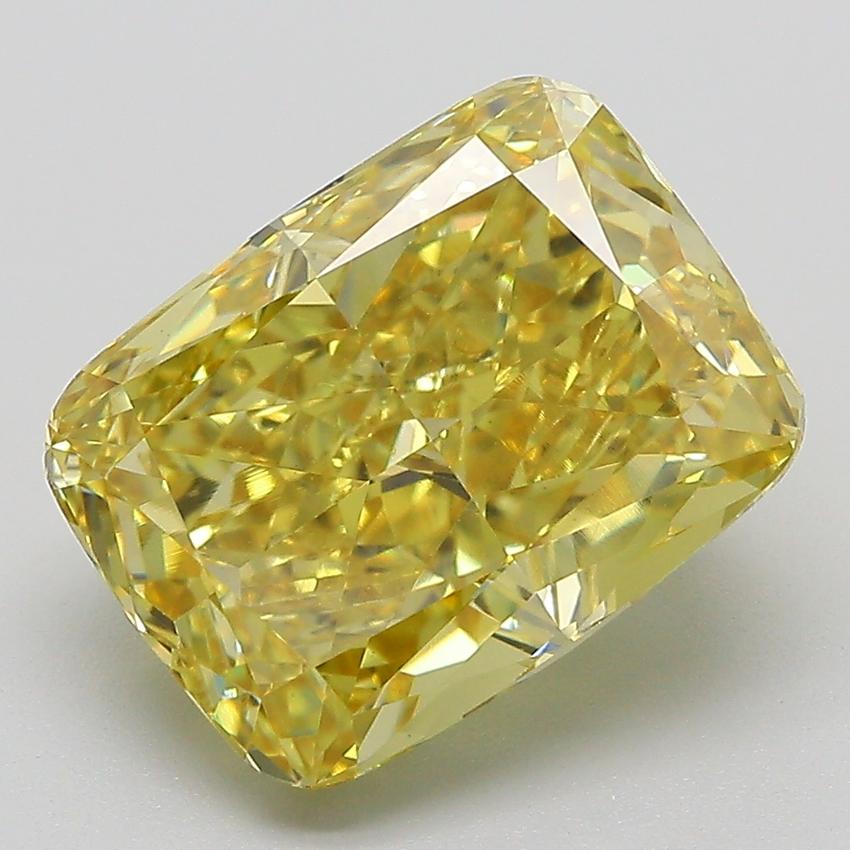 5.04 Ct. Fancy Vivid  Yellow Cushion Lab Grown Diamond