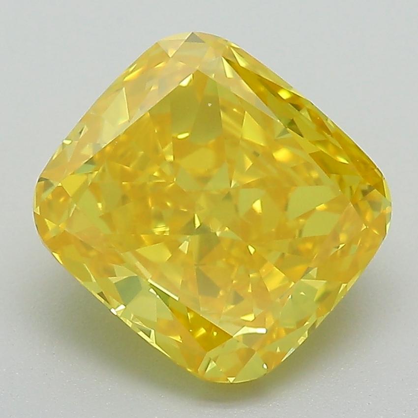 3.04 Ct. Fancy Vivid Yellow Cushion Lab Grown Diamond