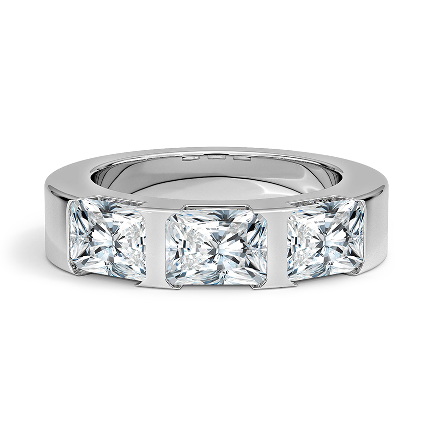 Custom East-West Emerald-Cut Three Stone Diamond Ring