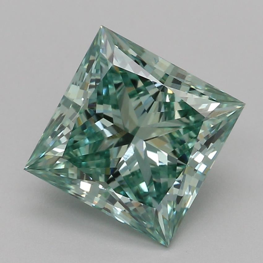 1.76 Ct. Fancy Vivid Green Princess Lab Grown Diamond