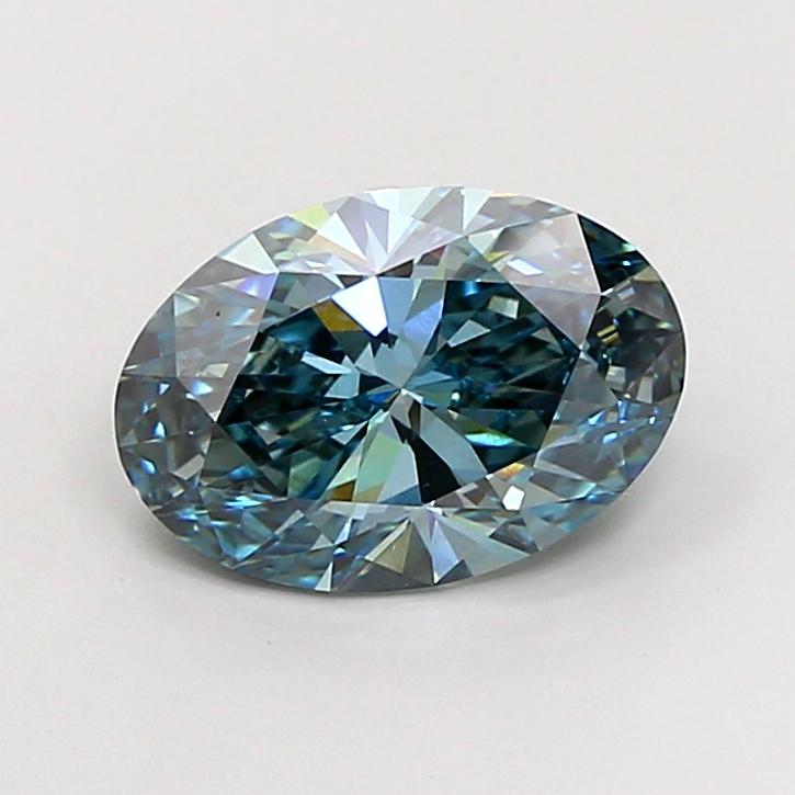 3.00 Ct. Fancy Vivid Greenish Blue Oval Lab Grown Diamond