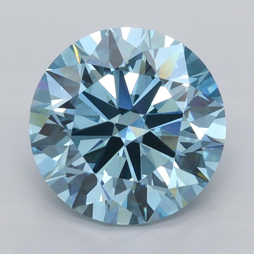3.05 Ct. Fancy Vivid  Blue Round Lab Grown Diamond